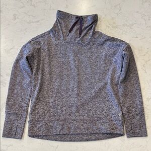 Apana (Size M) Women's Maroon Yoga Top LS Thumb Holes Mock Neck Curved Hem Soft